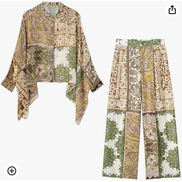 ZARA London lovely Traf Print Cape Blouse. Pants avail to make lounge wear set. - Picture 6 of 6